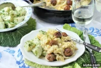 Mustard Creamed Savoy with Sausage Dumplings