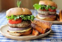 Juicy Lamb Burgers with Crispy Sweet Potato Wedges