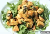 Golden Puffball Poppers with Miso Drizzle and Toasted Pepitas