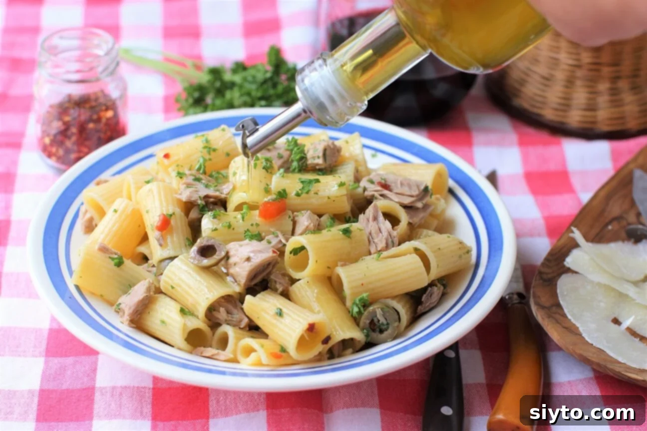 Sun-Kissed Aglio e Olio with Tuna and Olives 1 featured 20530