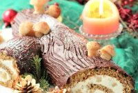 German Yule Log with Lebkuchen and Marzipan