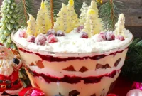 Spiced German Gingerbread Trifle with White Chocolate and Cranberry
