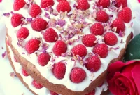 Blushing Raspberry Rose Heart Cake