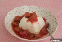 Spruce Tip Baked Rhubarb Compote Over Silky Swedish Cream