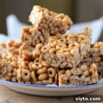 A tempting plate of easy-to-make no-bake cereal bars, perfect for a quick snack