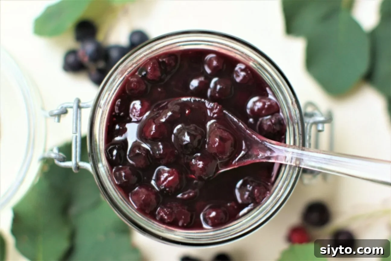 luscious jar of saskatoon pickle, top down