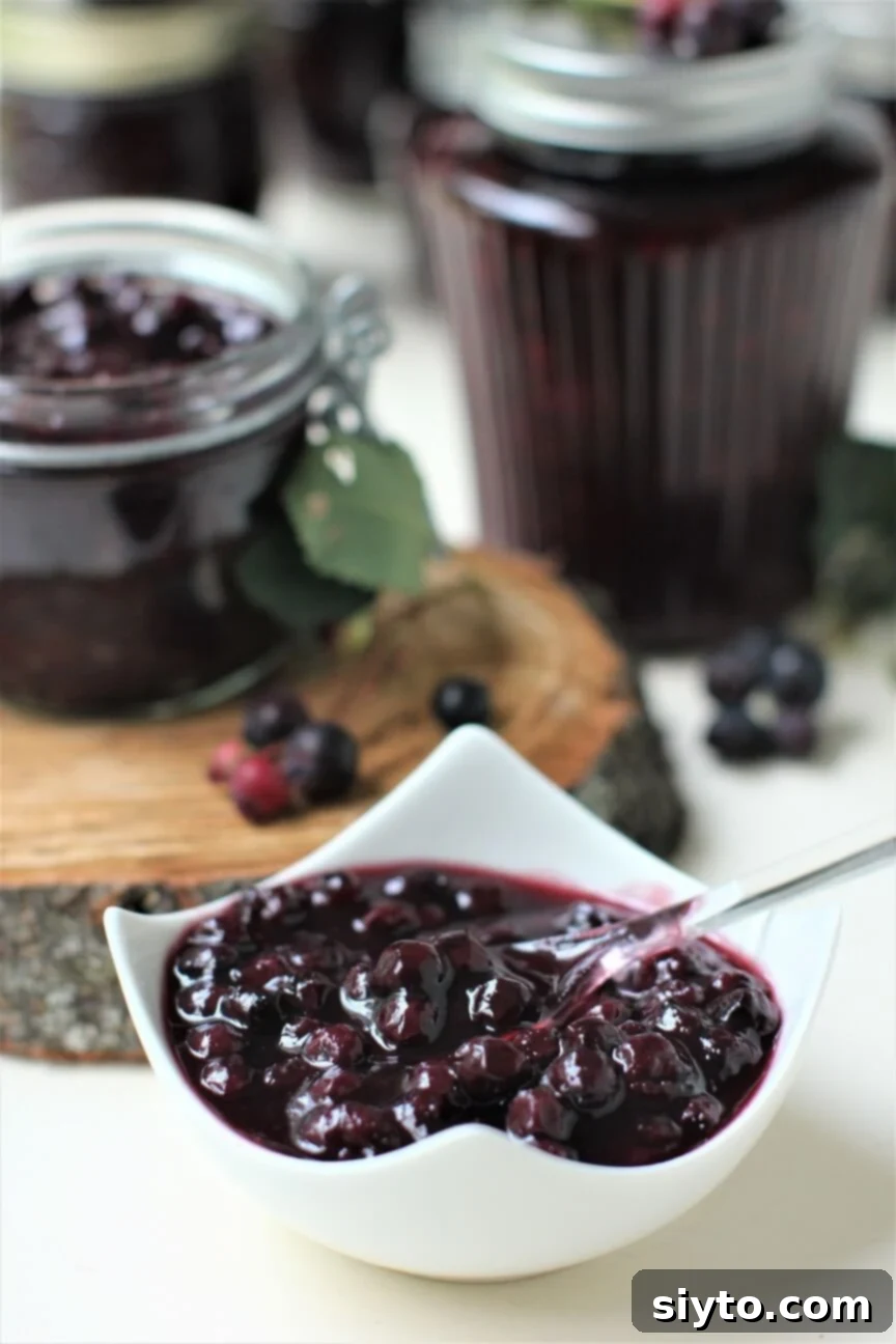 small bowl of saskatoon pickle, ready to enjoy