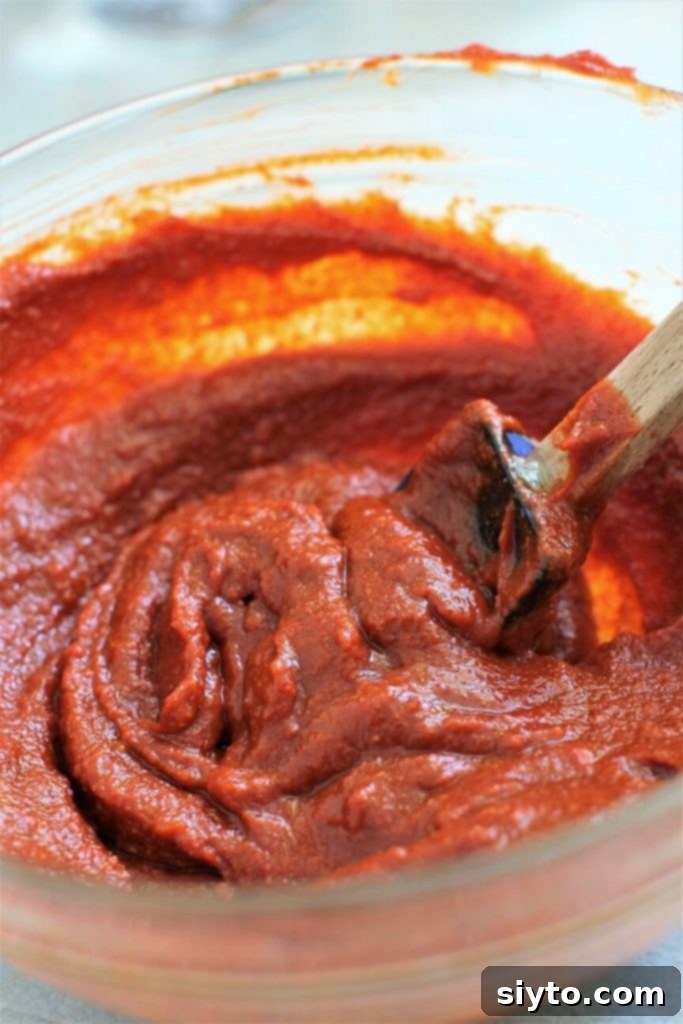 stirred up gochujang paste
