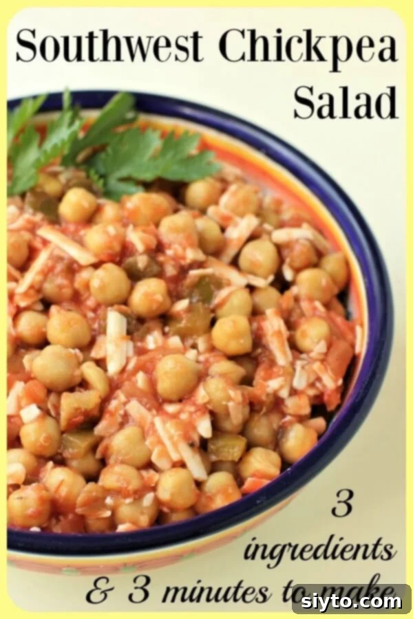 3-Ingredient Southwest Style Chickpea Salad is a cinch to make. And soooo tasty.