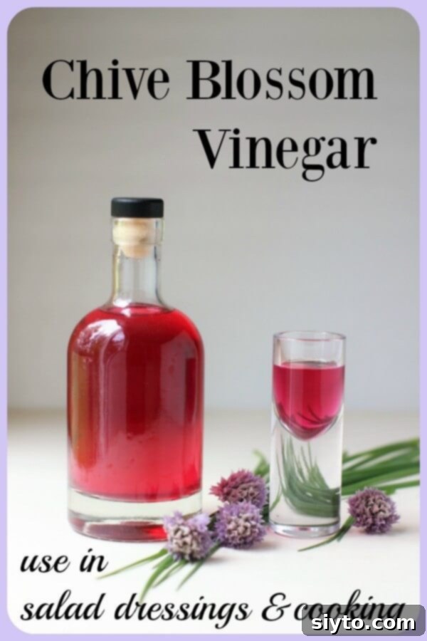 A vibrant banner image for Chive Blossom Vinegar, perfect for pinning and sharing the recipe