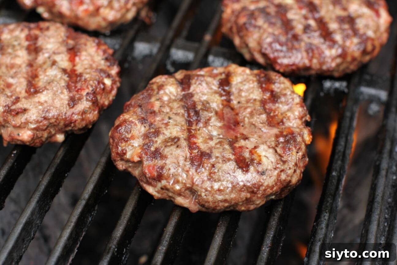 juicy venison burgers on the grill