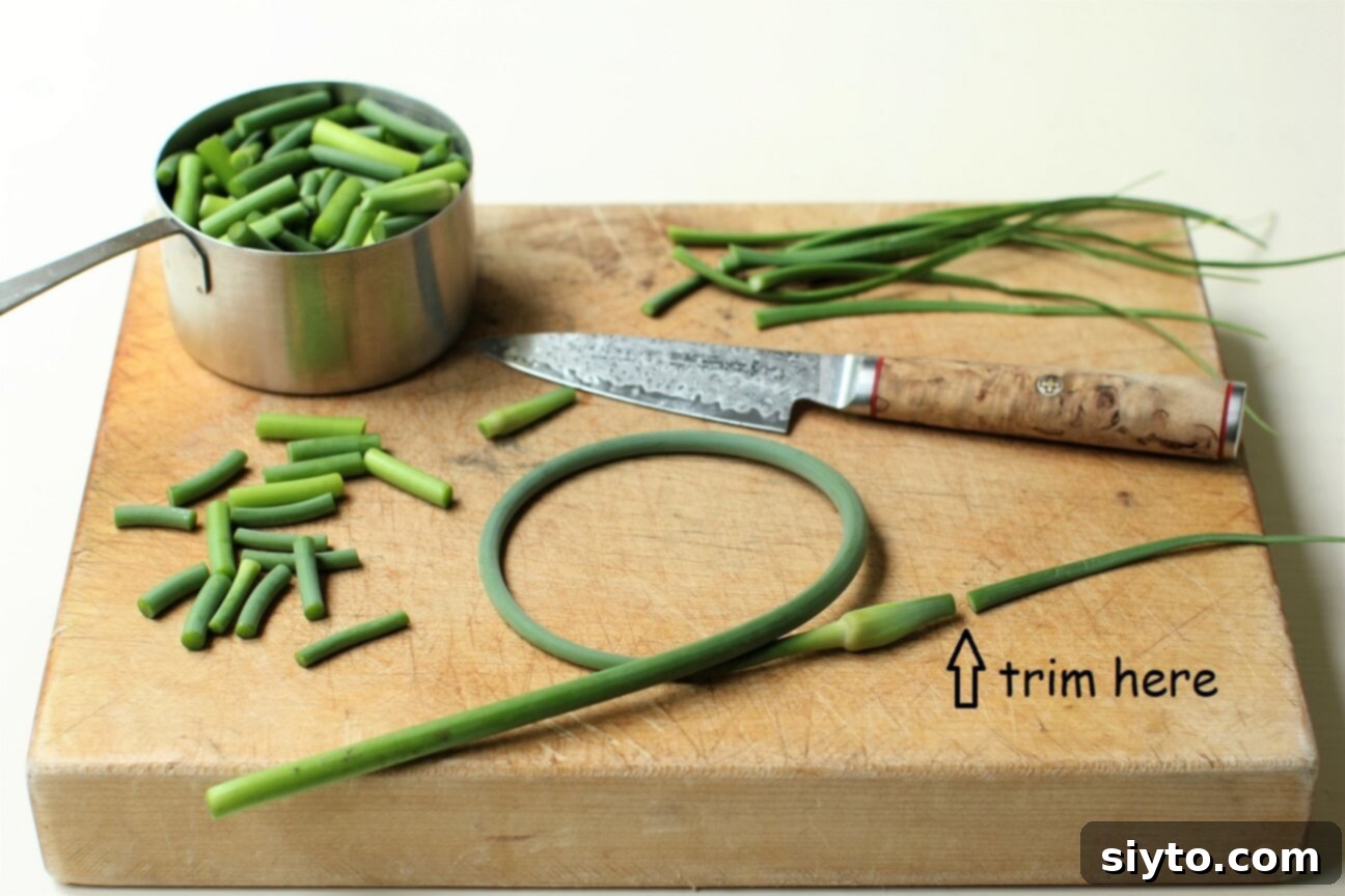 where to snip off the stringy part of the scape