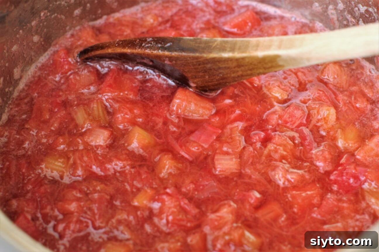 cooked rhubarb for the ice cream