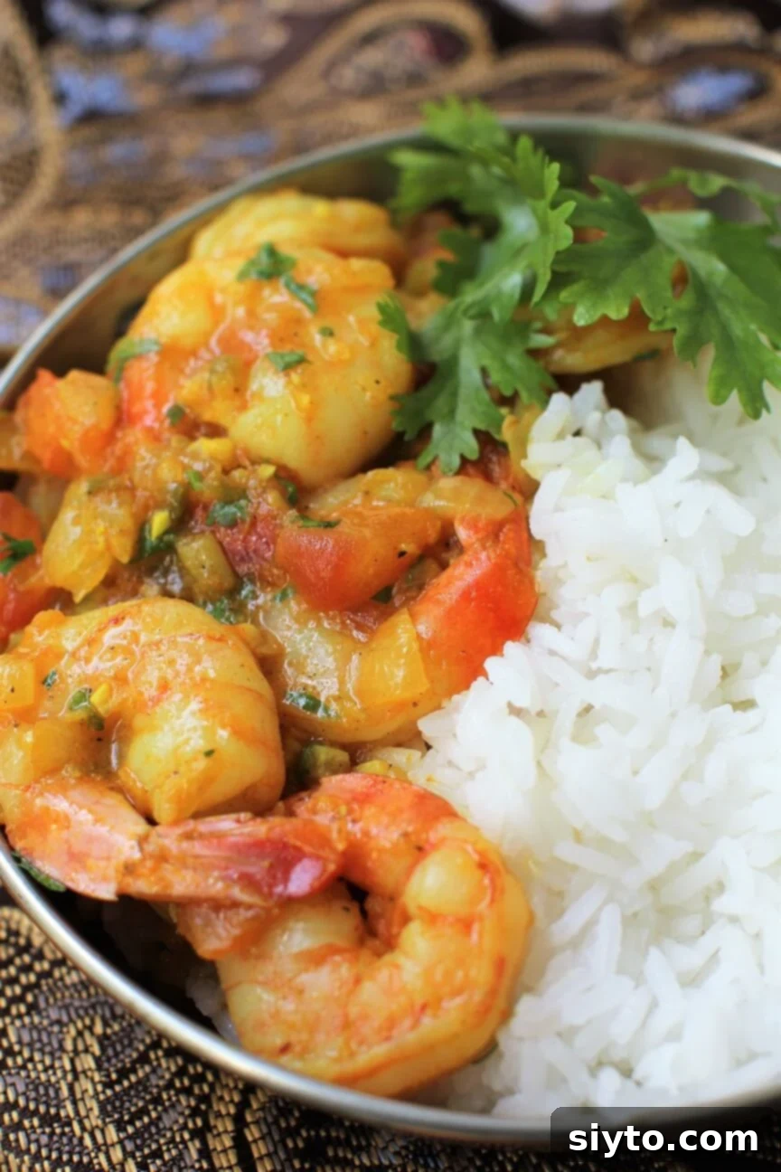 delicious large prawns in the curry, close up