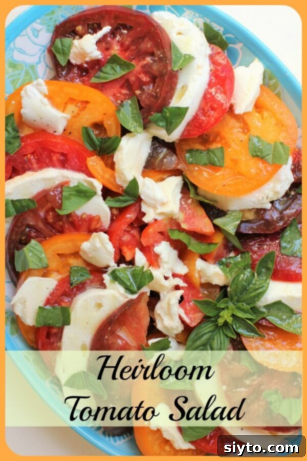 Heirloom Tomato Salad Banner with platter of caprese salad