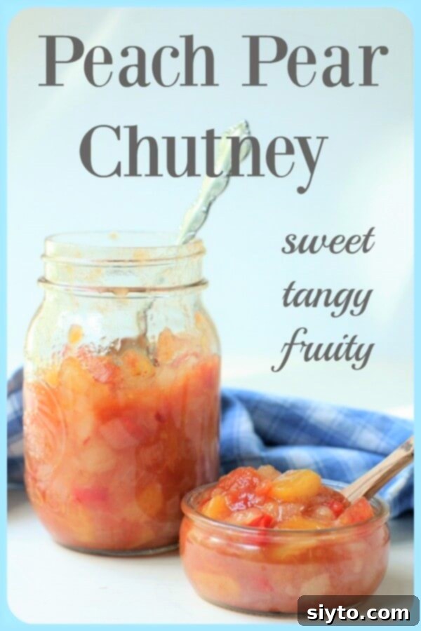 Pinterest banner for Peach Pear Chutney
