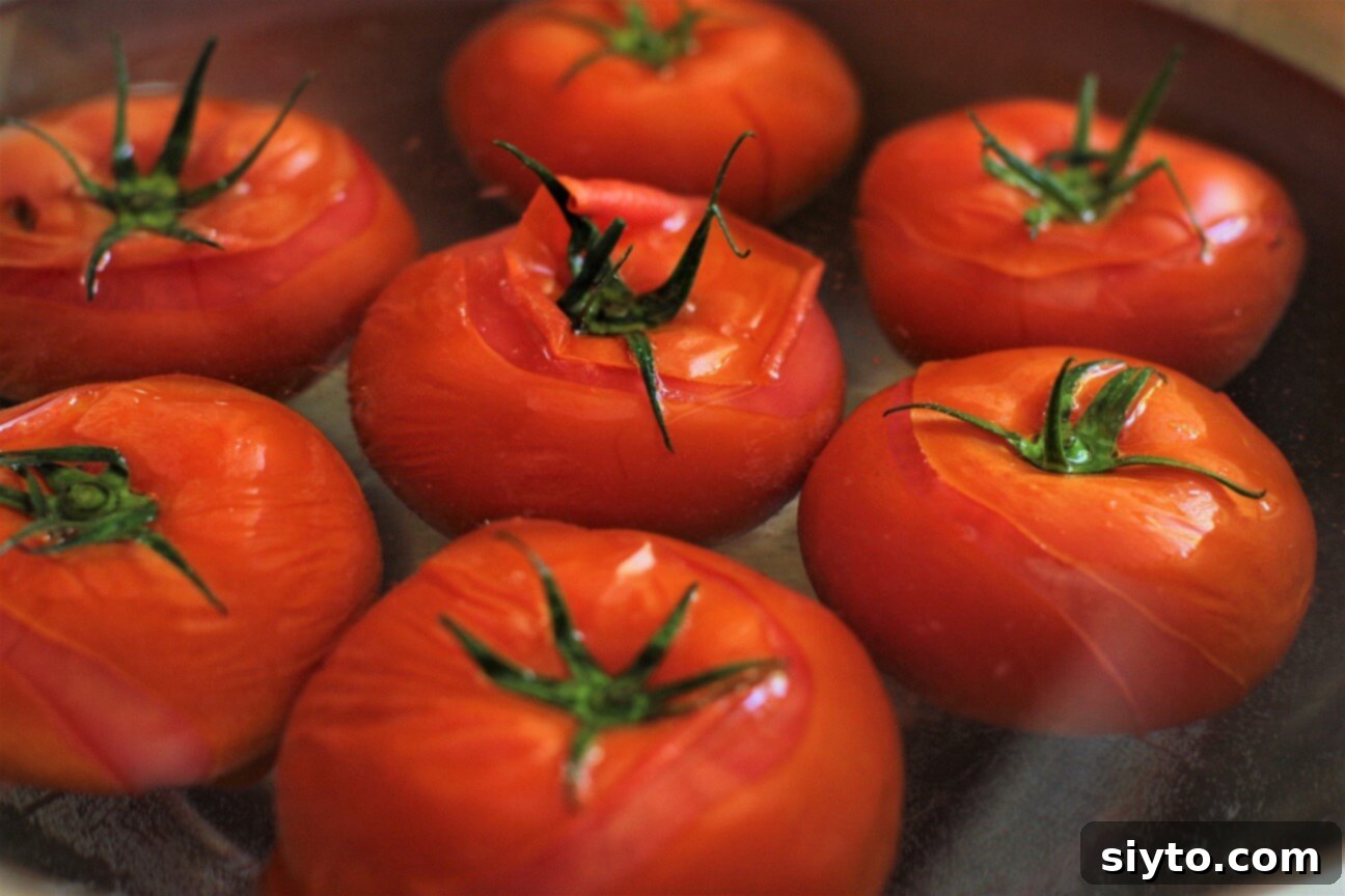 blanched tomatoes for peeling
