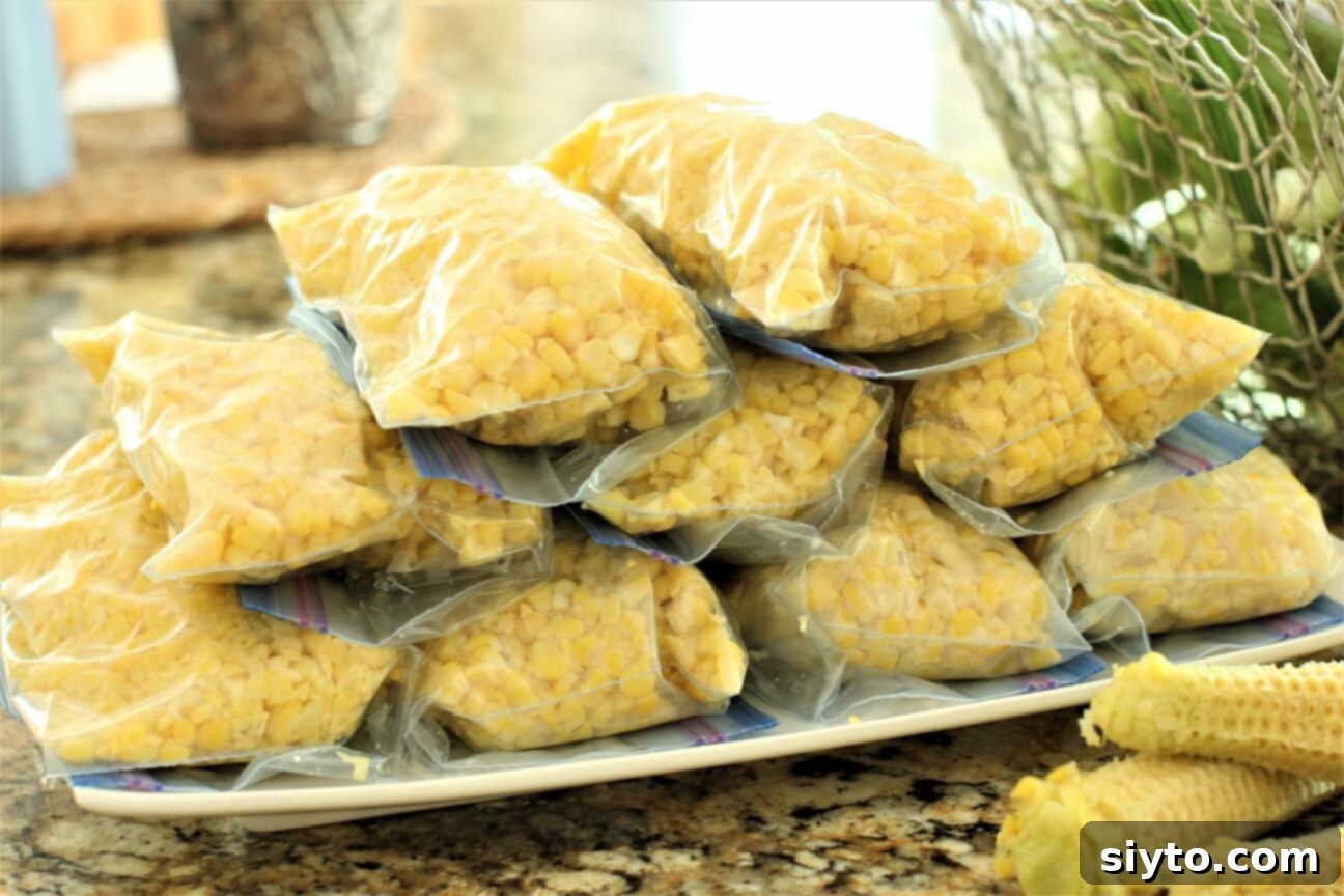 Mısır Nasıl Dondurulur? Koçanlı veya Tane Halinde Doğru Saklama Yöntemleri 13 bags of corn ready for the freezer