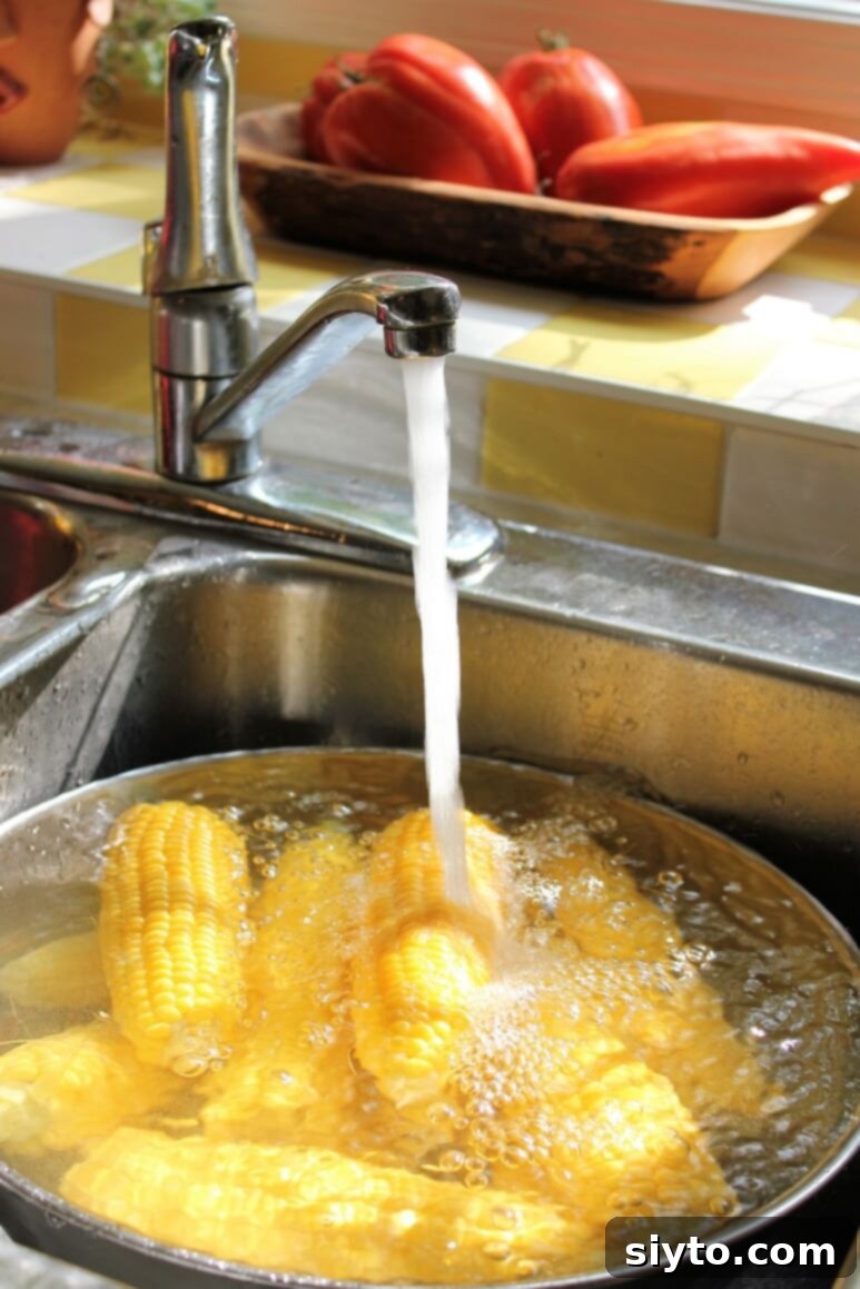 Mısır Nasıl Dondurulur? Koçanlı veya Tane Halinde Doğru Saklama Yöntemleri 7 bowl of cobs in the sink, water from tap turned on