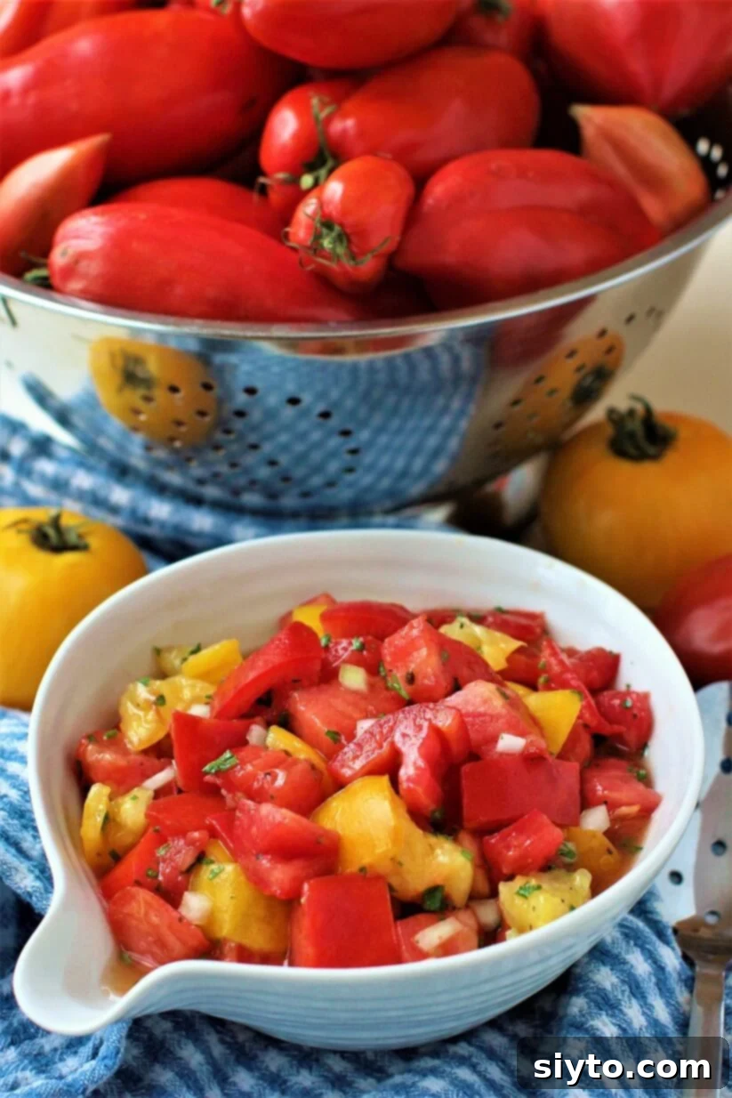 Classic German Tomato Salad 2 Delicious German Tomato Salad with a simple, tangy dressing