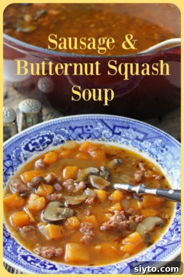 Sausage & Butternut Soup Pinterest banner