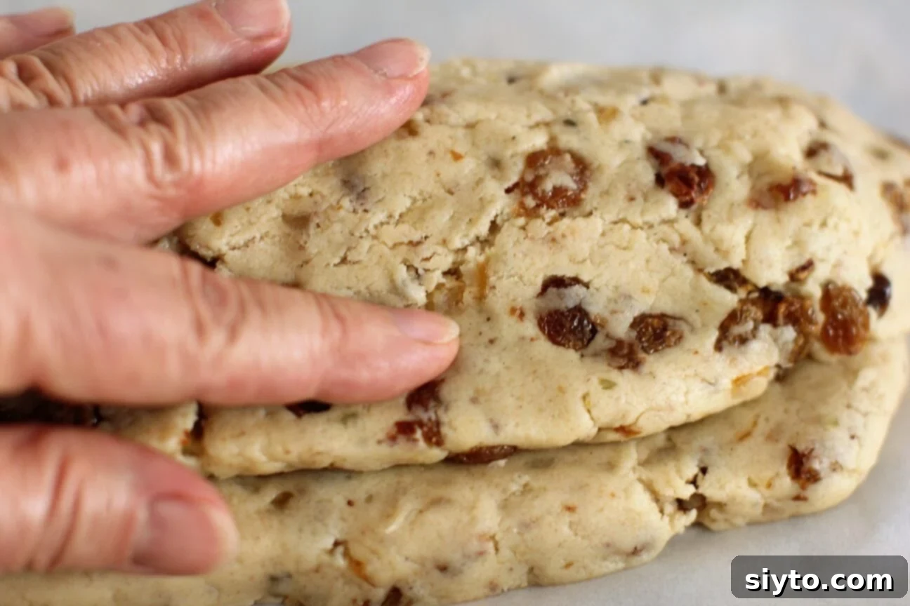 Quarkstollen: The Quicker German Christmas Cake 13 pushing down the top lip of dough