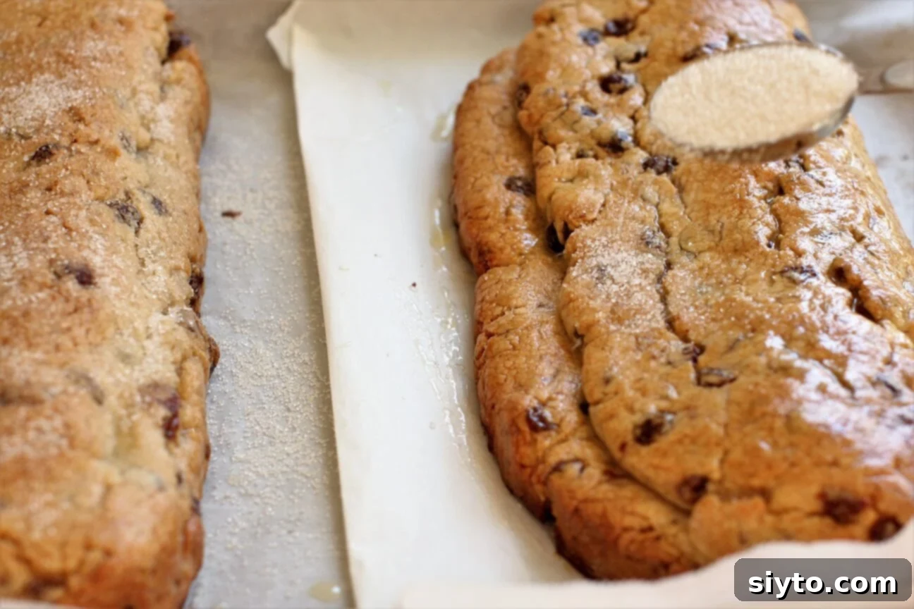 Quarkstollen: The Quicker German Christmas Cake 18 sprinkling the baked cake with sugar