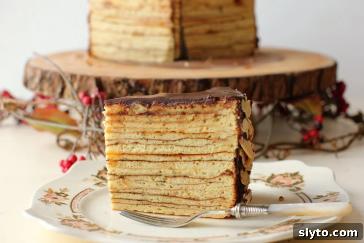 a perfect slice of Baumkuchen on a plate