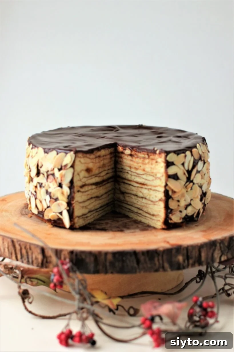 whole Baumkuchen with one slice out of it