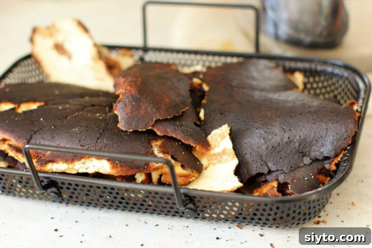 scraped hunks of burnt cake