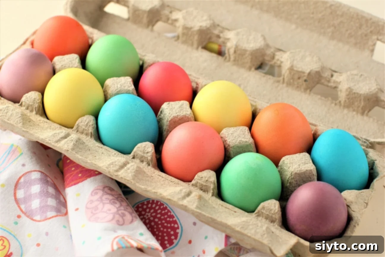 Craft Beautiful Easter Eggs 8 egg carton with coloured eggs - horizontal