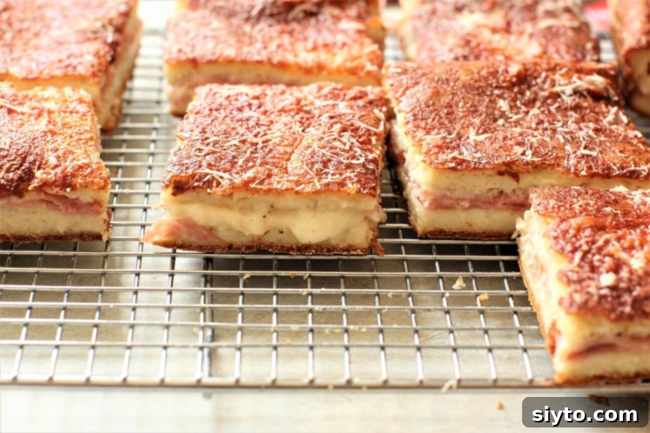 cooling the baked ham & cheese squares