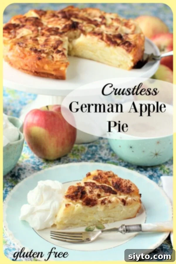 German Crustless Apple Pie: Creamy and Bursting with Apples 15 Crustless Apple Pie Pinterest Banner