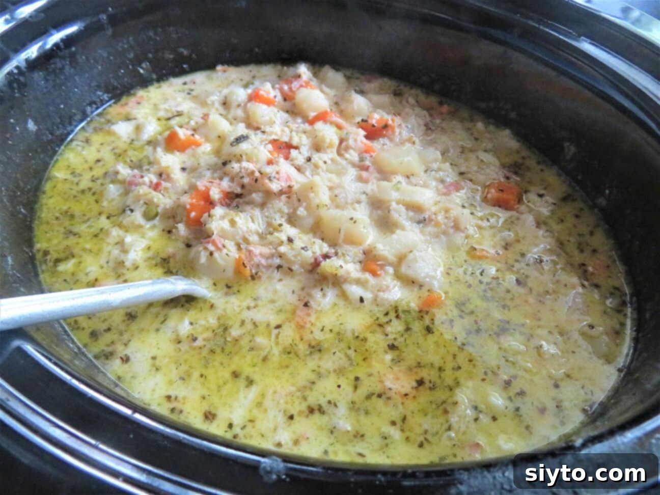 Haida Gwaii seafood chowder in the crock pot