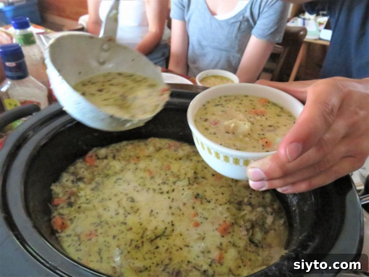 serving up a bowl of the chowder