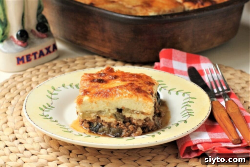 serving of moussaka on a plate