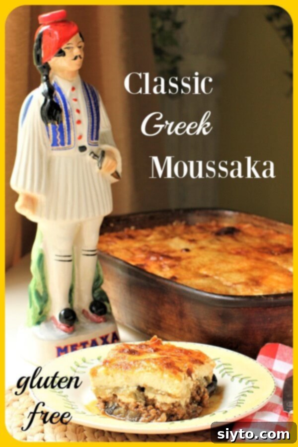 Classic Greek Moussaka Pinterest Banner