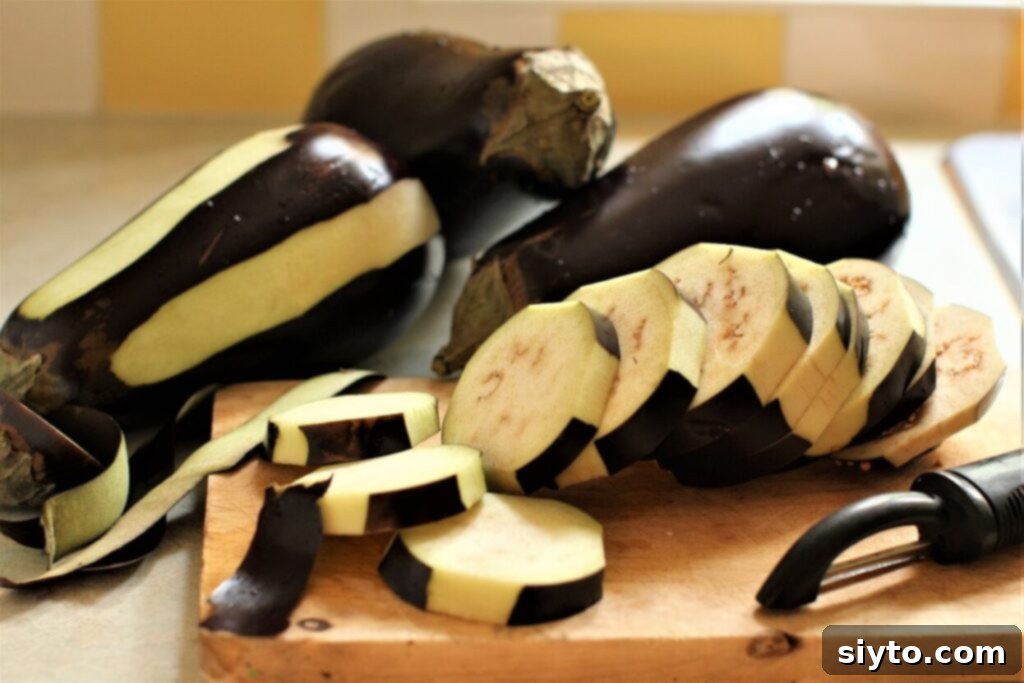 pile of sliced eggplant
