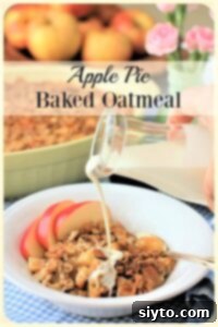 Apple Pie Baked Oatmeal Recipe Banner for Pinterest