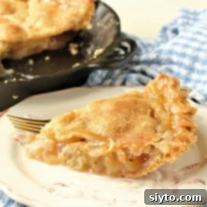 a slice of gooseberry pie on a plate, square image