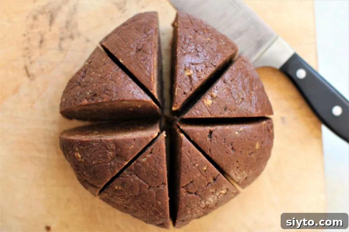cutting the ball of dough into eight wedges.