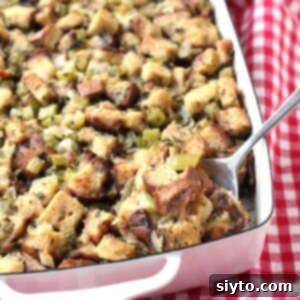 thumbnail photo of delicious gluten-free stuffing with a golden-brown crust.