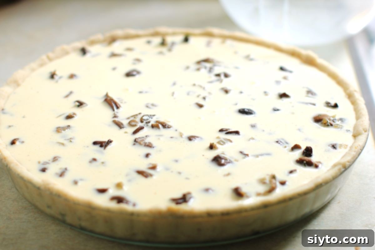 Foraged Fungi Quiche with a Gluten-Free Base 9 the quiche ready to go in the oven.