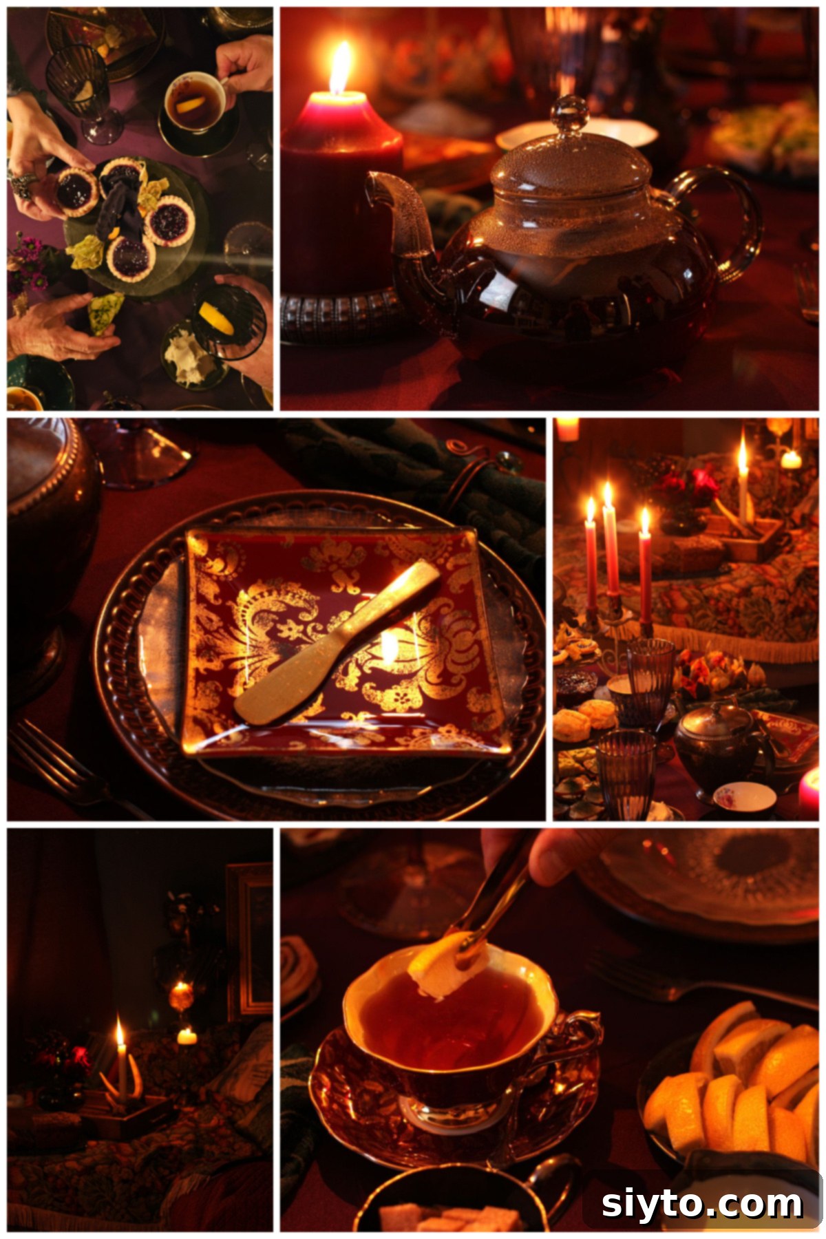 Collage of photos from the moody magic afternoon tea.