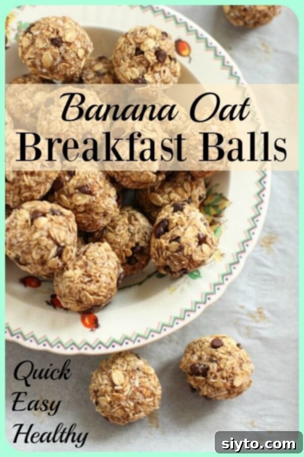 Healthy Banana Oat Breakfast Balls: High-fiber, naturally sweetened, and perfect for on-the-go snacks or breakfast. An ideal energy bite for meal prep.